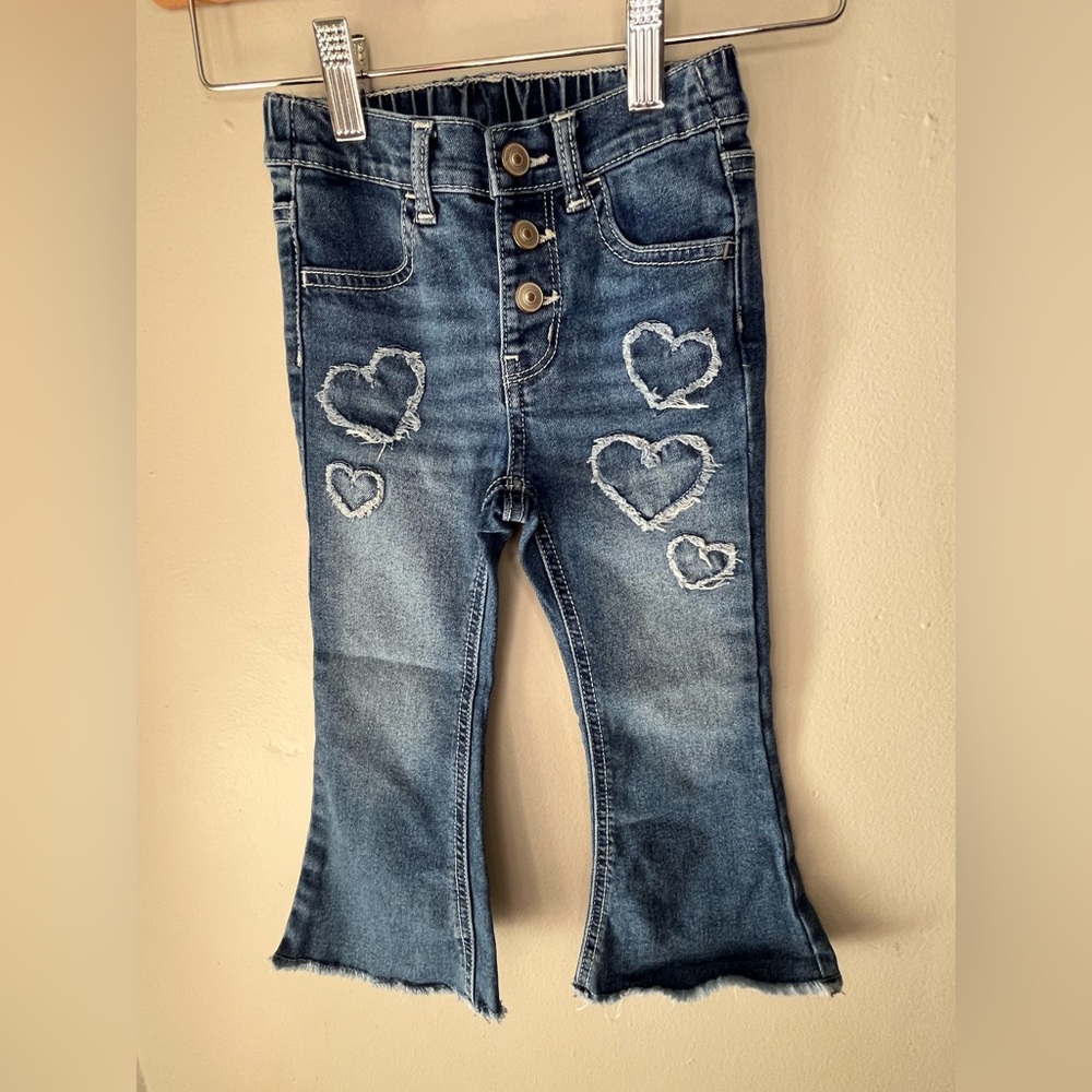 Wonder Nation Flared Heart Embellished Jeans Toddle Girl Size 3T